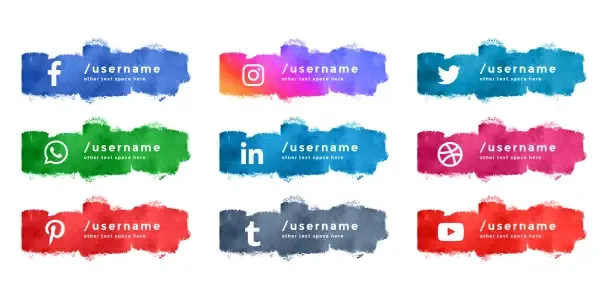 Diversos botões de redes sociais