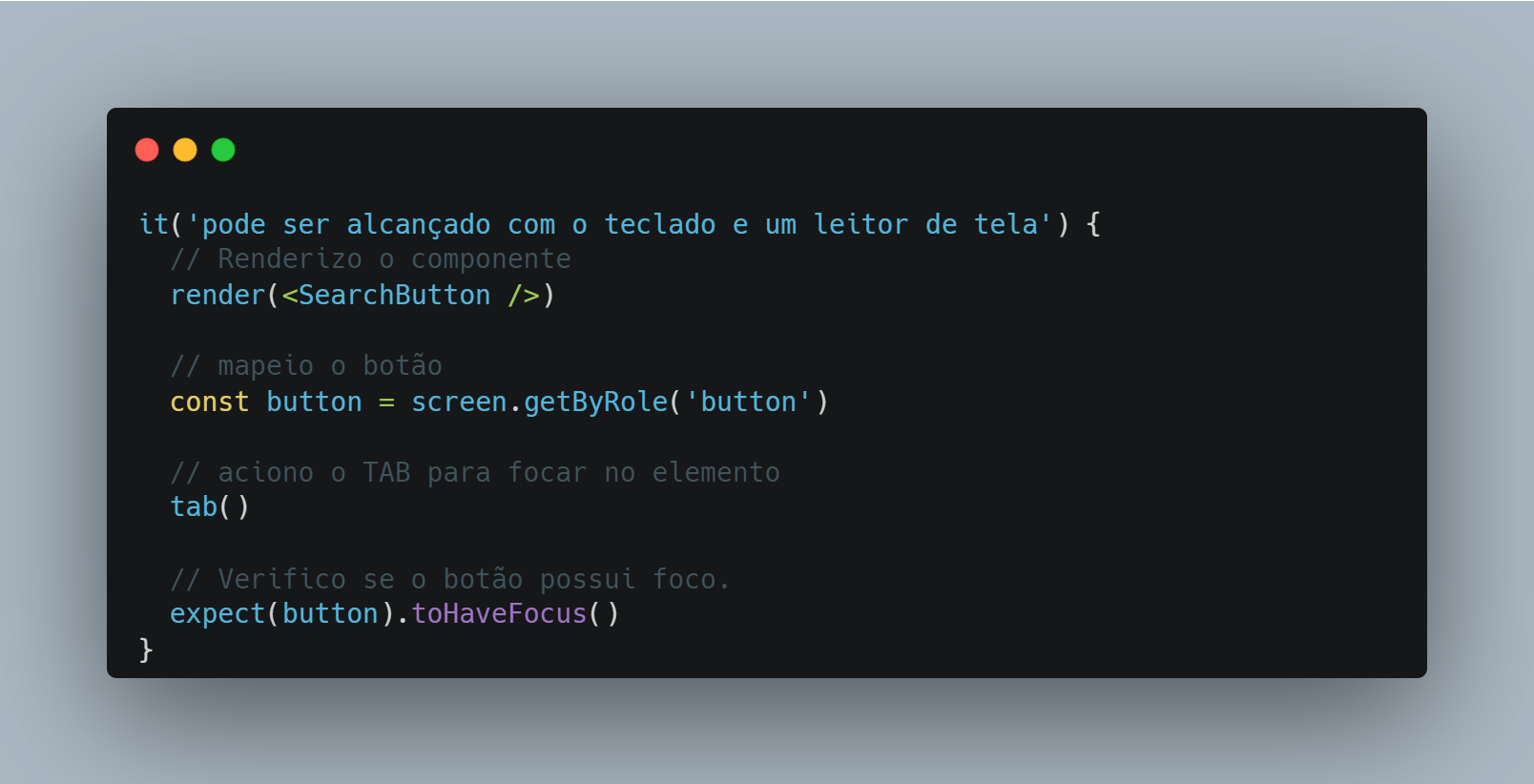 Resultado do Testing library