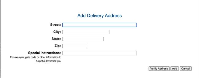 Uma janela modal, nela existem informações sobre o endereço do usuário